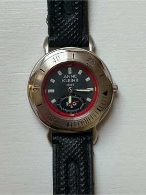 Anne Klein II H2O Quartz 165 Ft Stainless Steel Wrist Watch 30mm With Black Band
